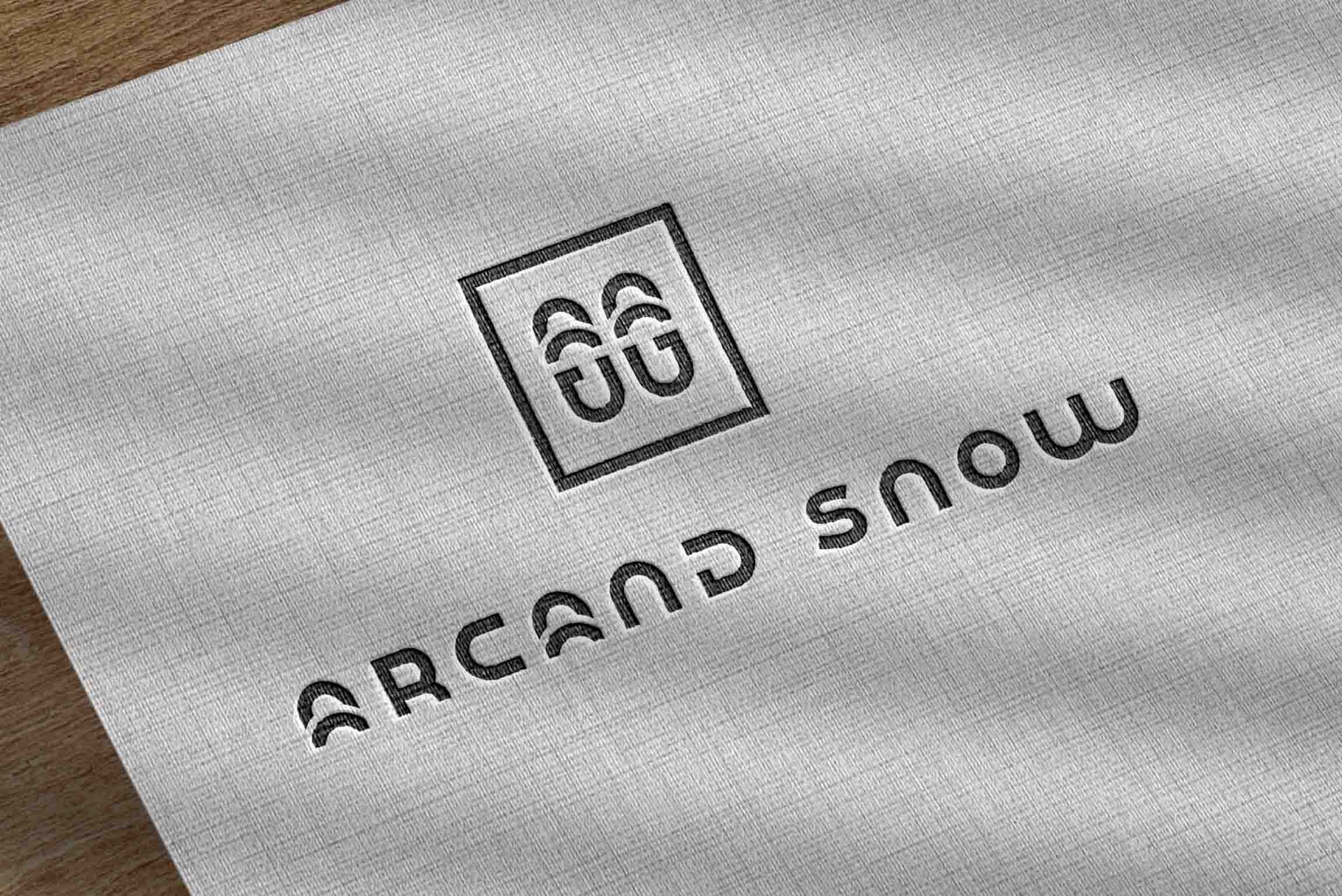 portfolio Ulotte Studio, card Arcand snow mock up logo premium 