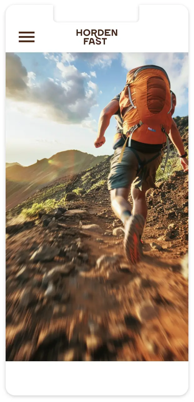 Interface web responsive mobile pour la marque outdoor Horden Fast, conçue par Ulotte.
