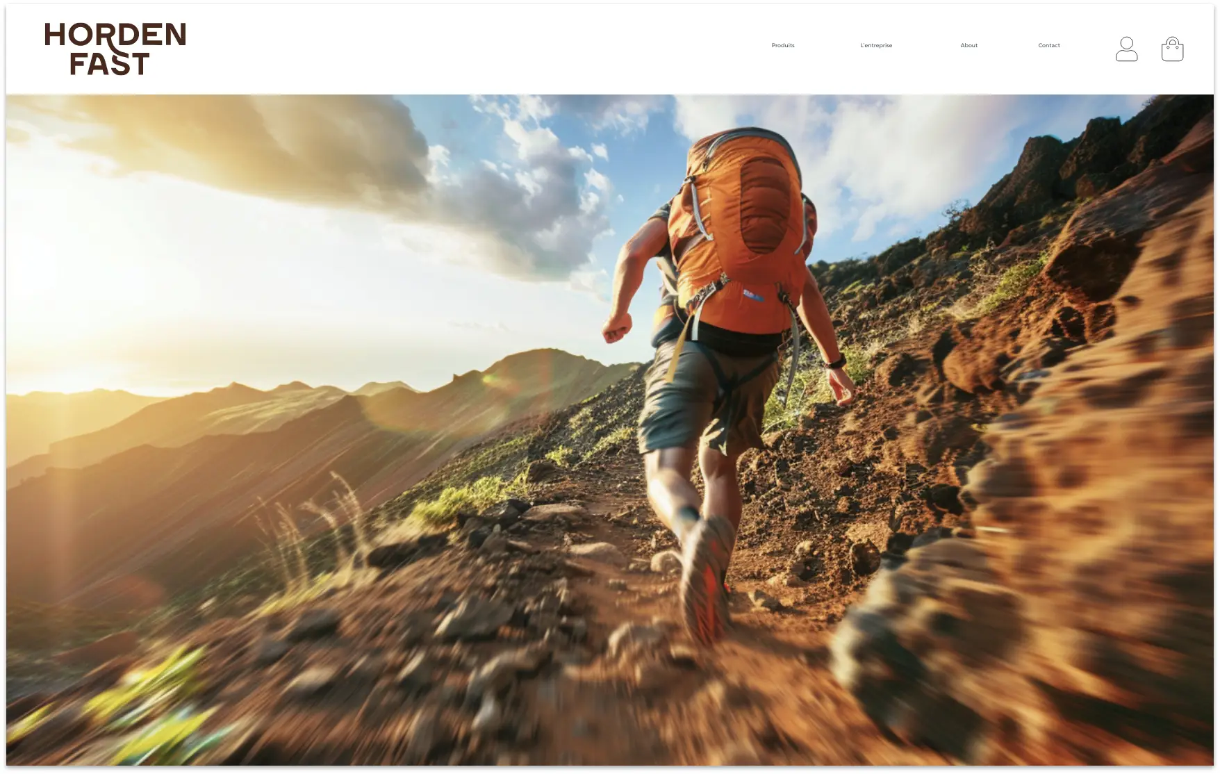 Interface web dekstop pour la marque outdoor Horden Fast, conçue par Ulotte.