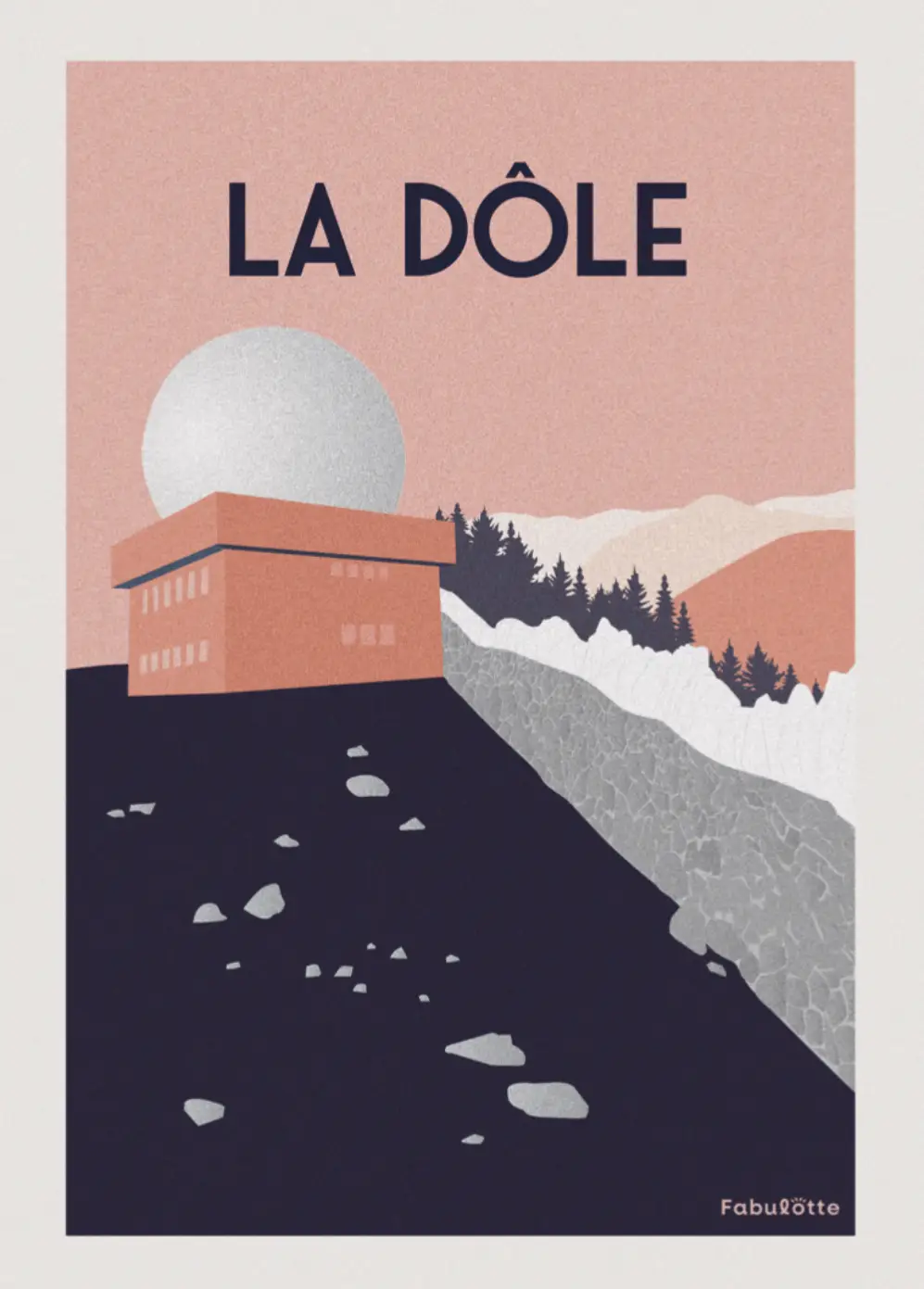 Affiche vectorielle moderne la Dôle - Monts Jura - rose portrait - Édition limitée par Fabulotte.