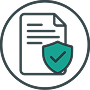 Document icon with a checkmark shield symbolizing licensing and regulatory approval.