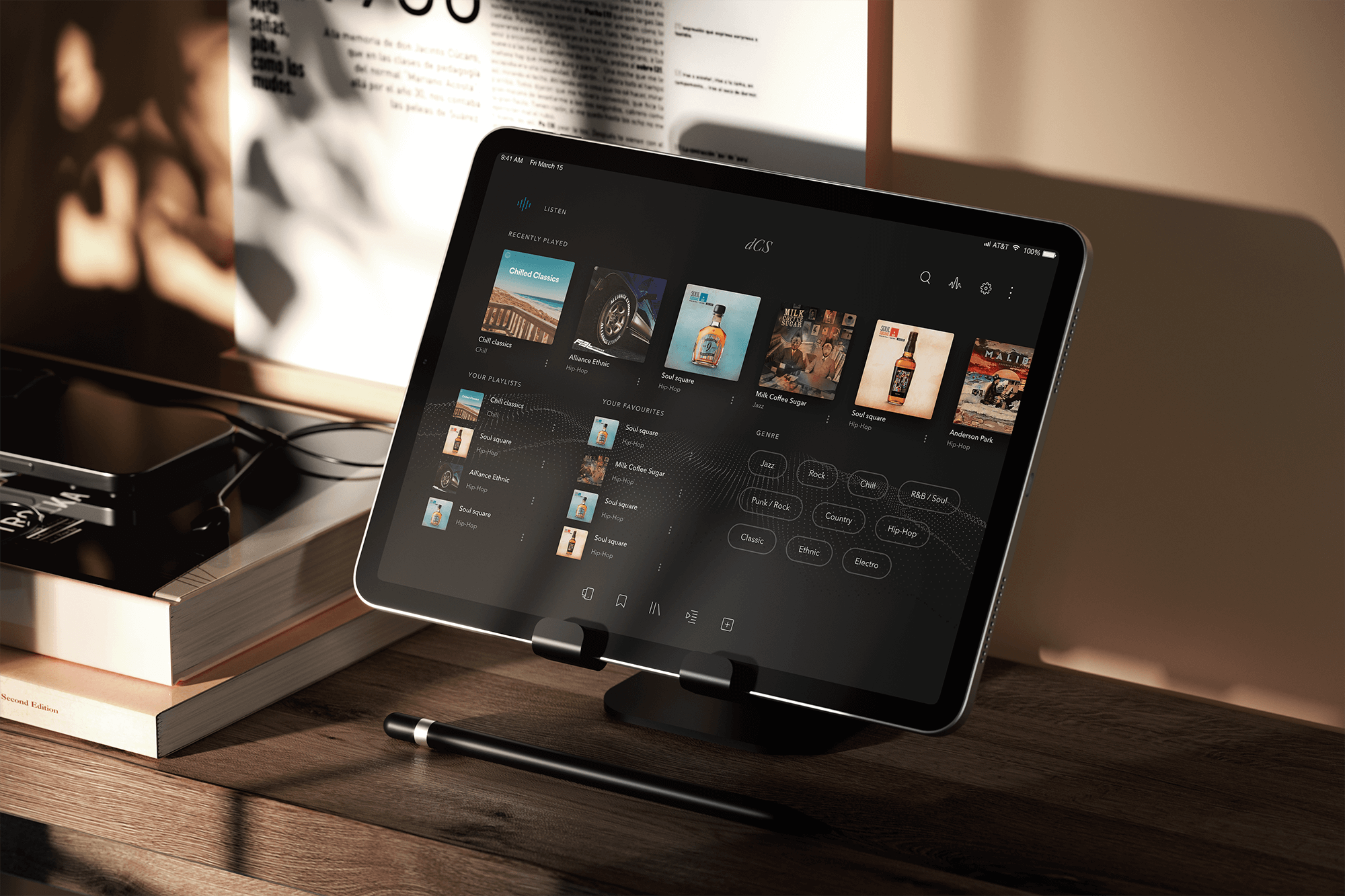 dCS Mosaic app redesign — premium hi-fi UI across mobile and tablet