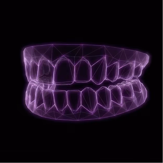 3D visualization of clear aligners representing Invisalign treatment for dental marketing