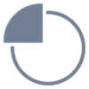 Circular chart icon with one quarter filled in blue and the remaining circle outlined.