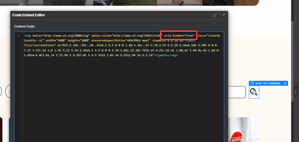Adding aria-hidden="true" to search icon
