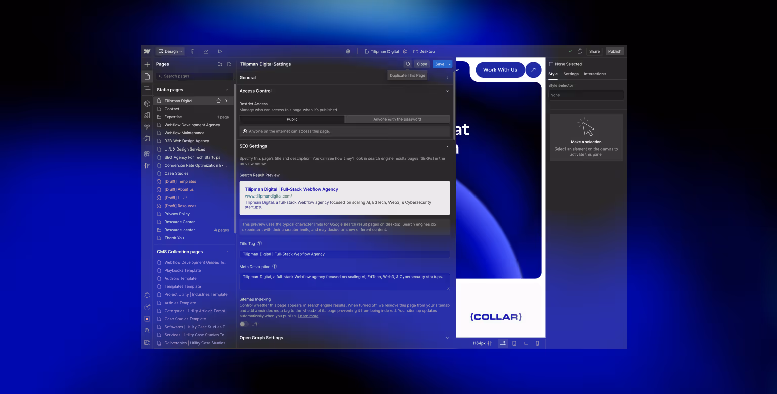 Duplicate Static Page in Webflow
