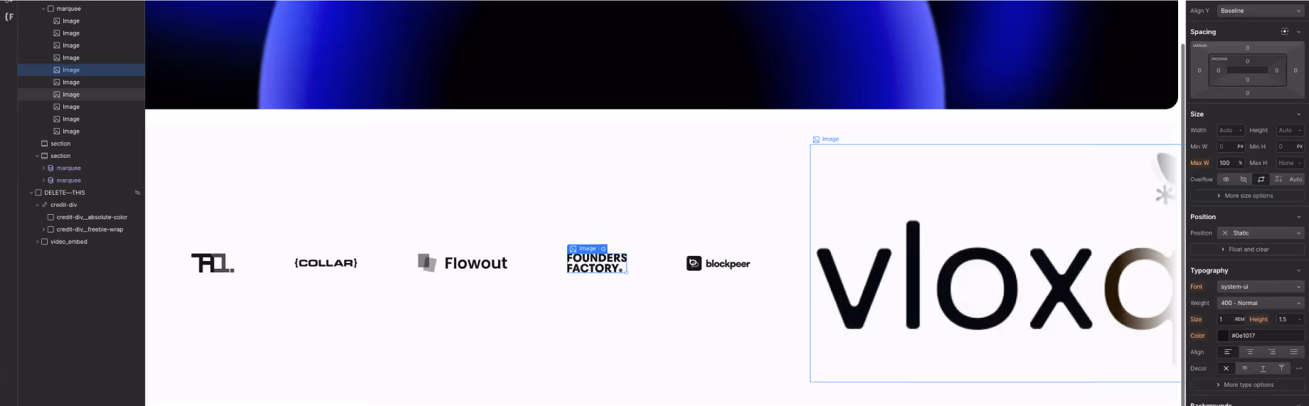 Step 4: Adding Content to Marquee in Webflow