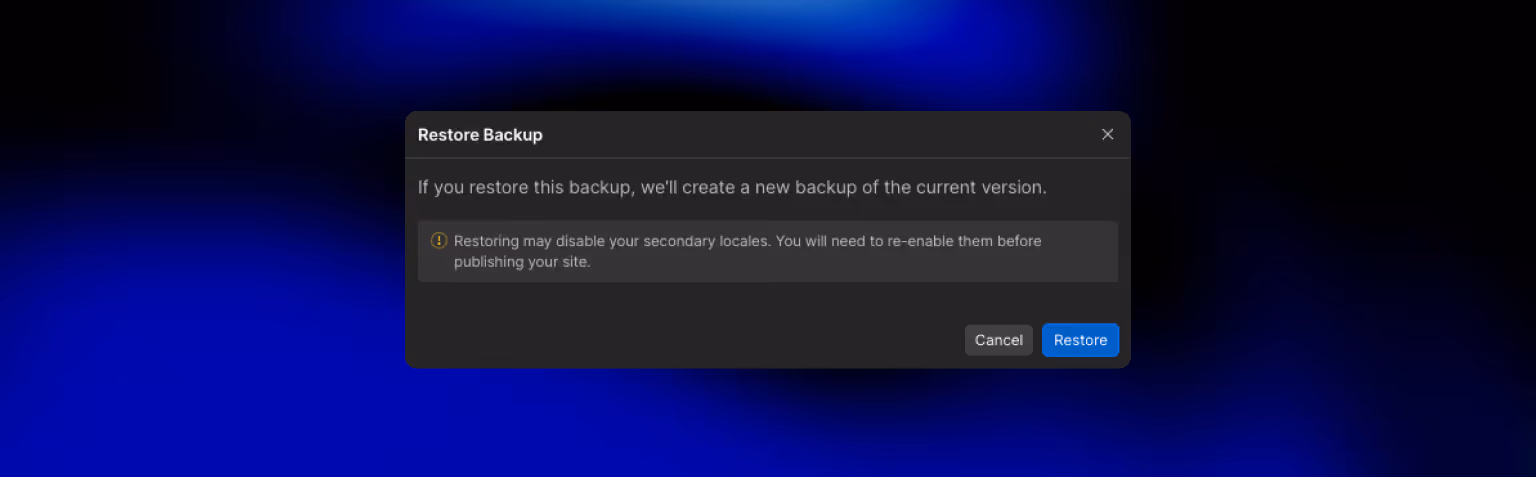 Restoring Site's backup in Webflow