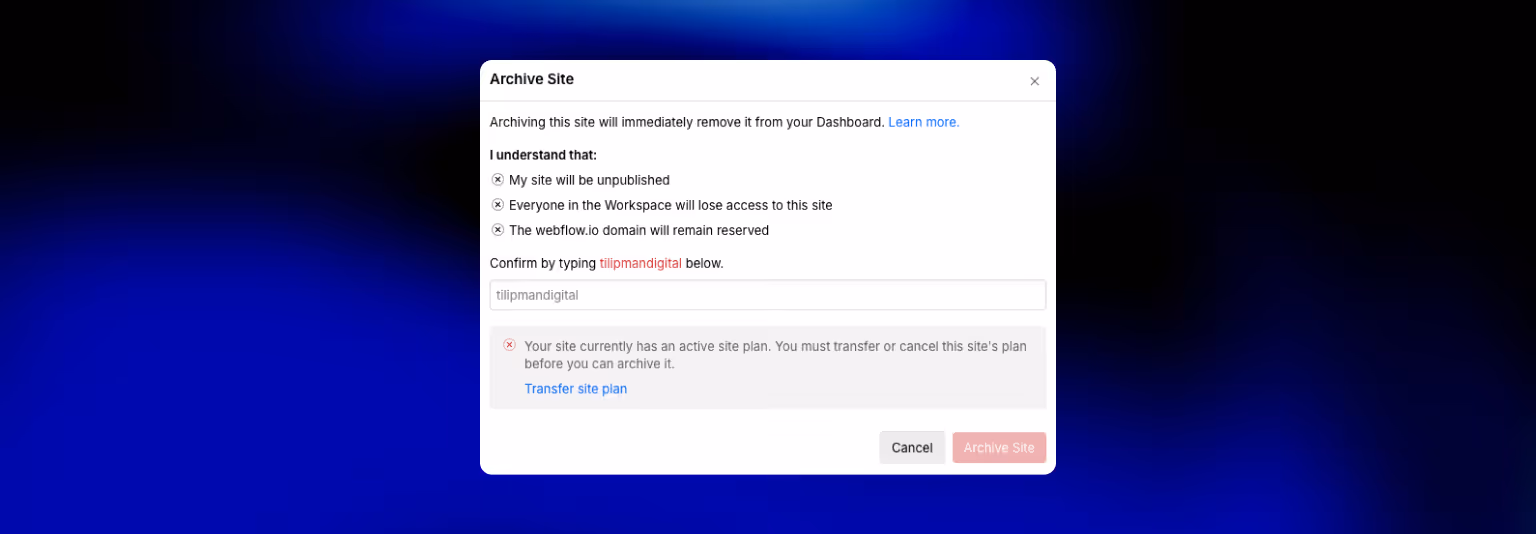 Duplicate Site for Backup before Deletion