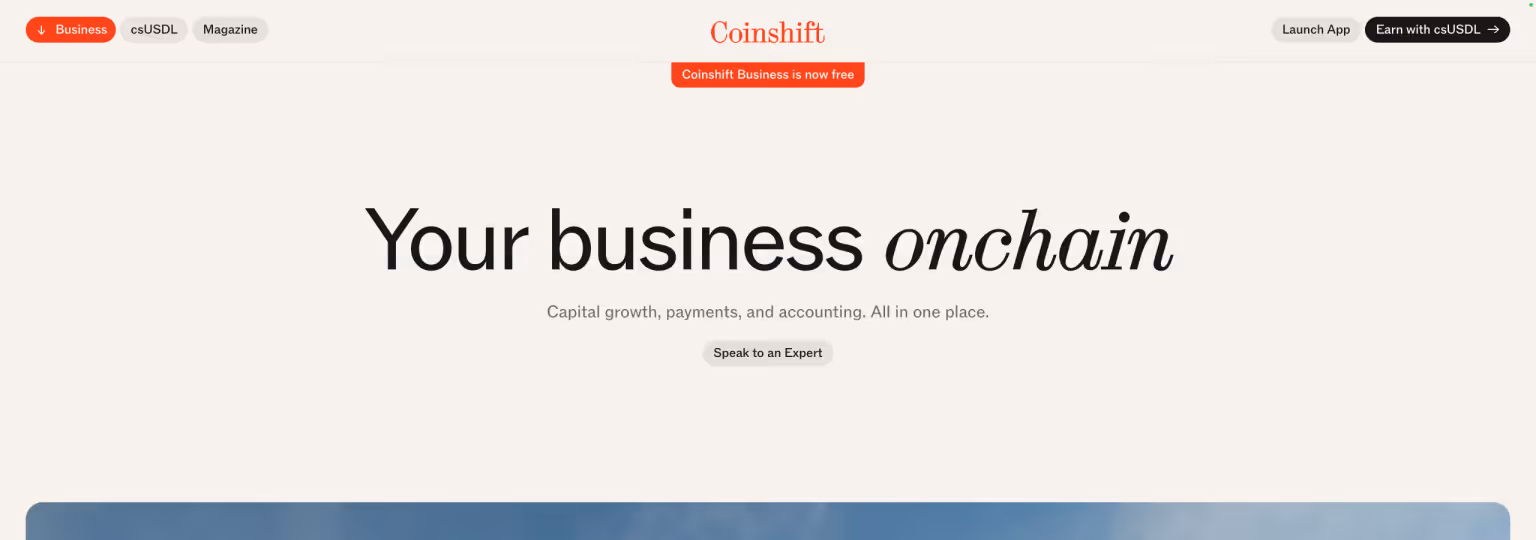 Webflow Centered Navigation Bar: Coinshift Example