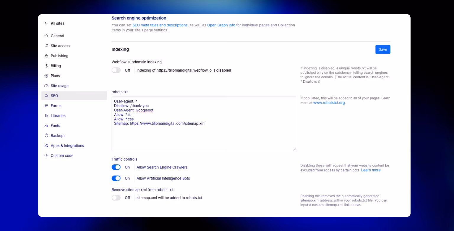 Adding robots.txt file in Webflow