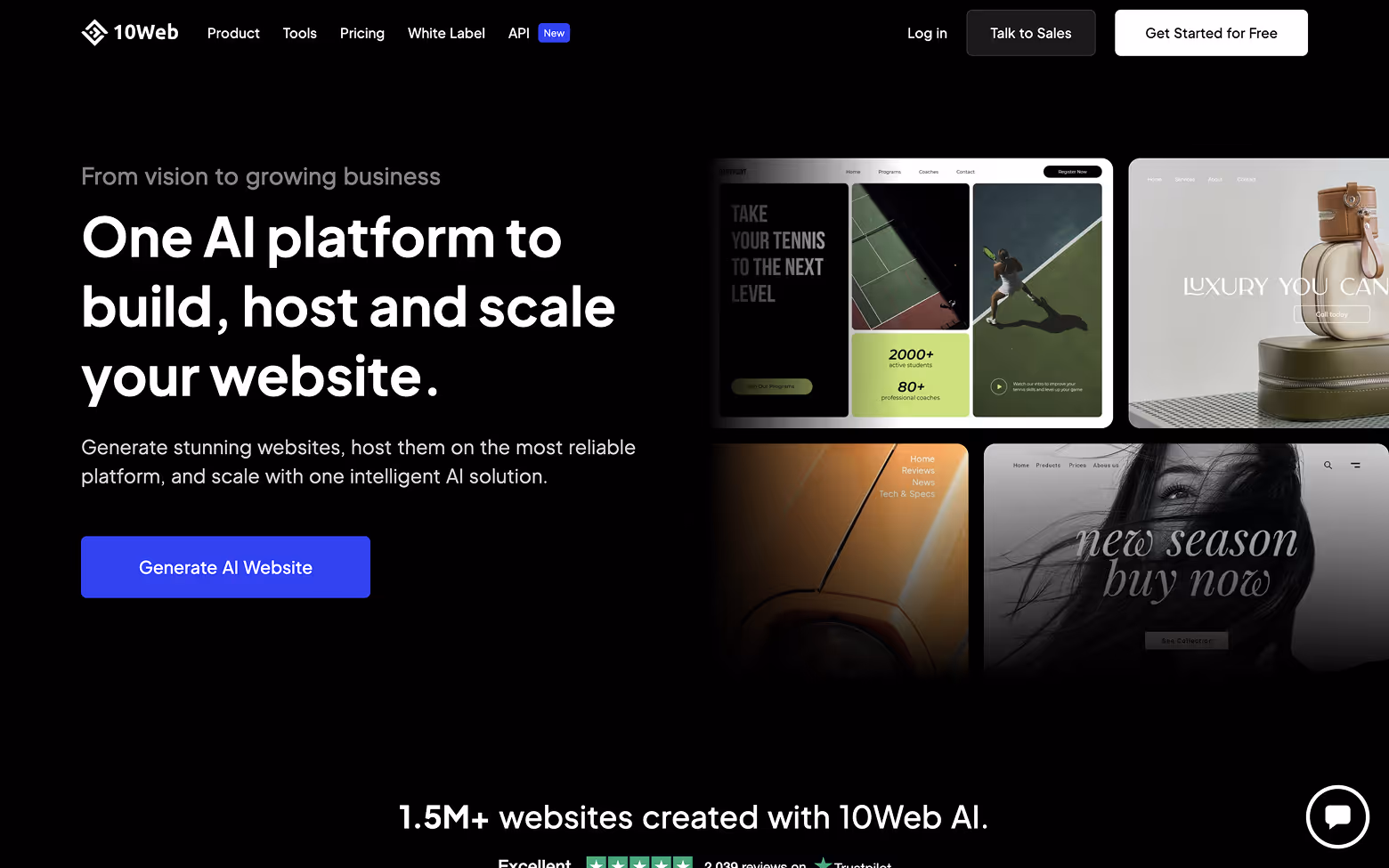 AI Website Example 22: 10Web.io