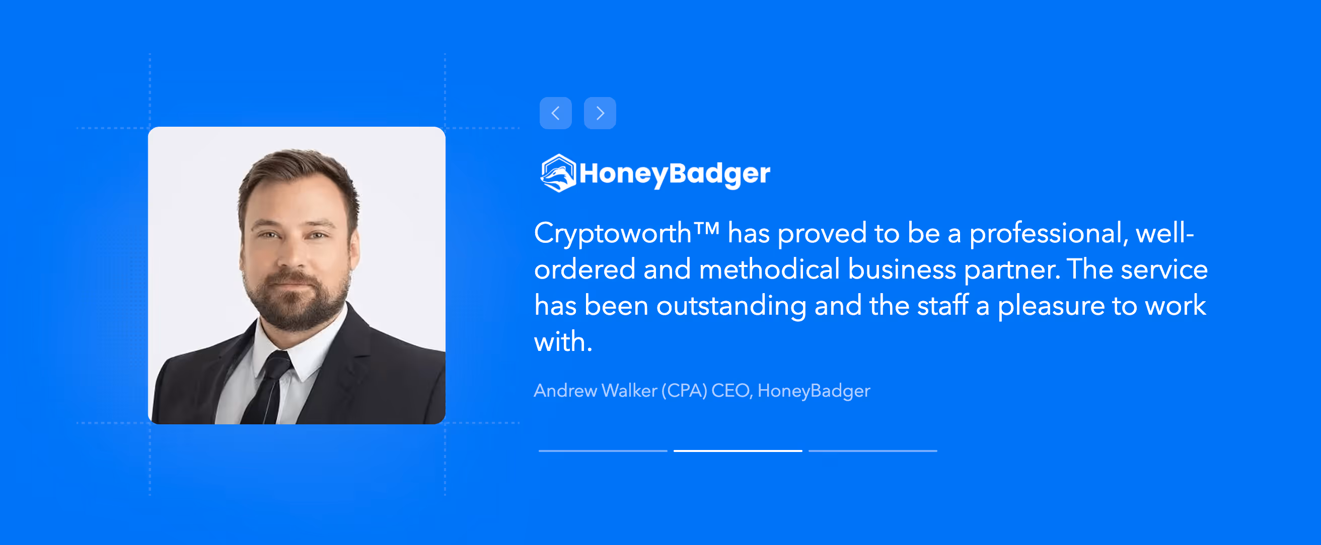 Testimonial Example from Cryptoworth