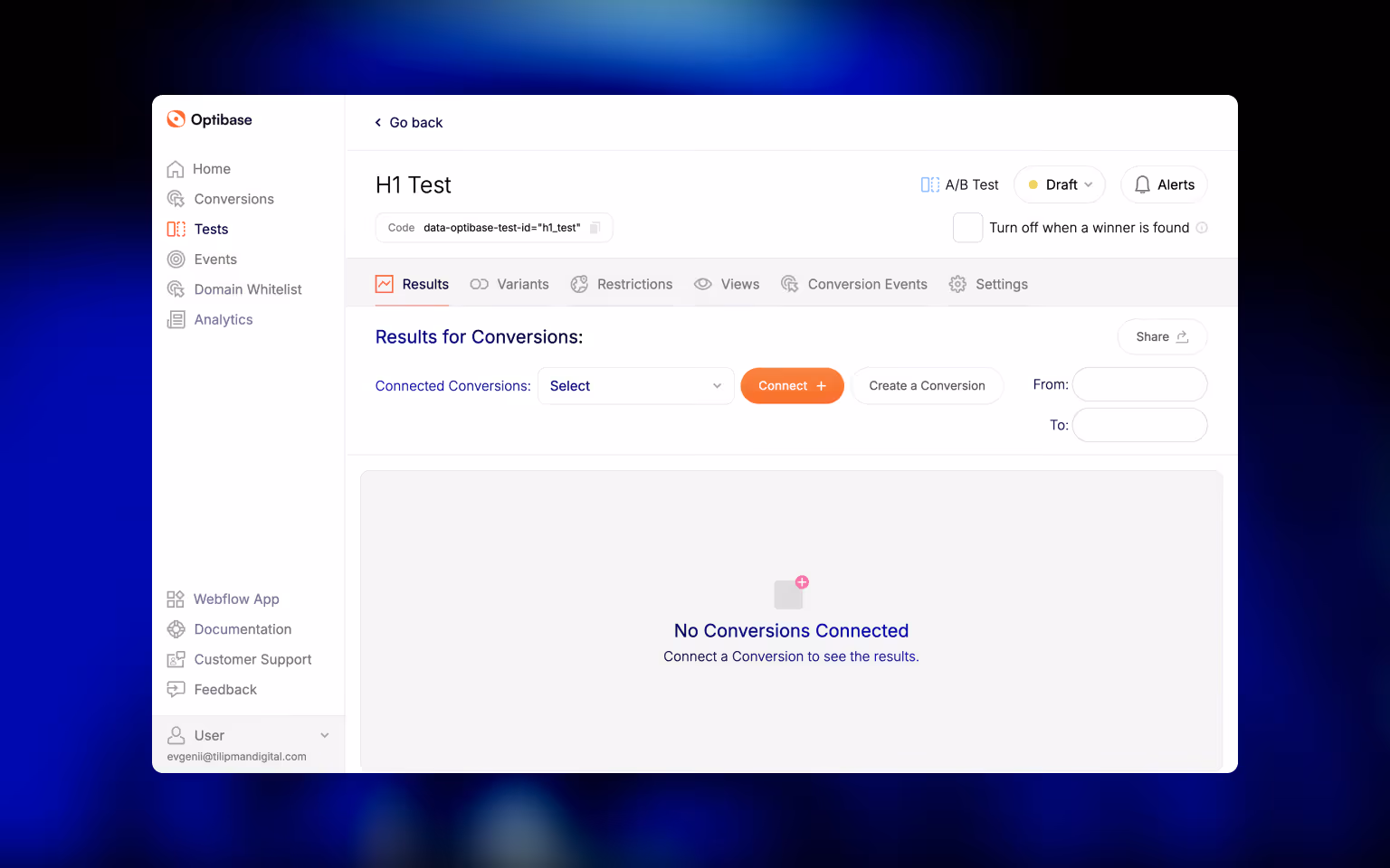 Optibase Dashboard to plan tests