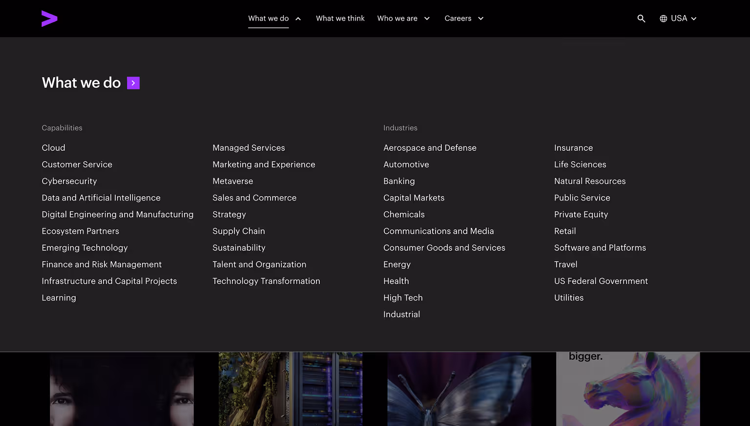 Accenture Meganav Menu Example