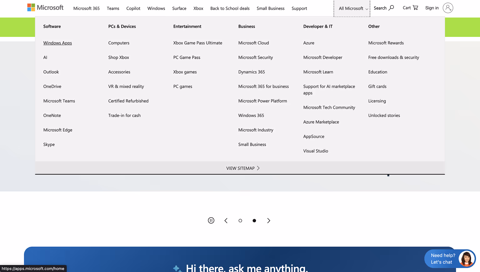 Microsoft Meganav Menu Example