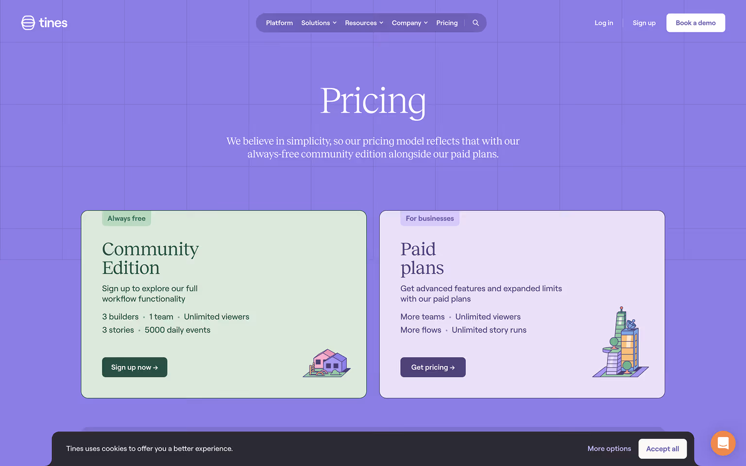 Tines Pricing Page Example