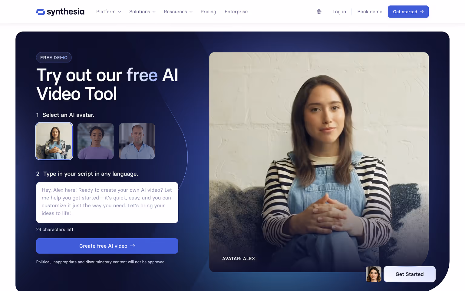 Synthesia: AI-generated design elements web design trend in action