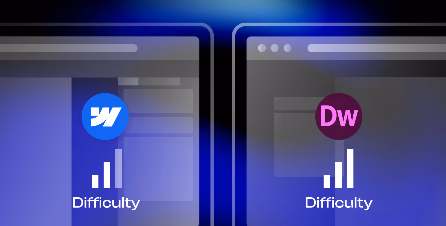 Dreamweaver difficulty higher than Webflow's