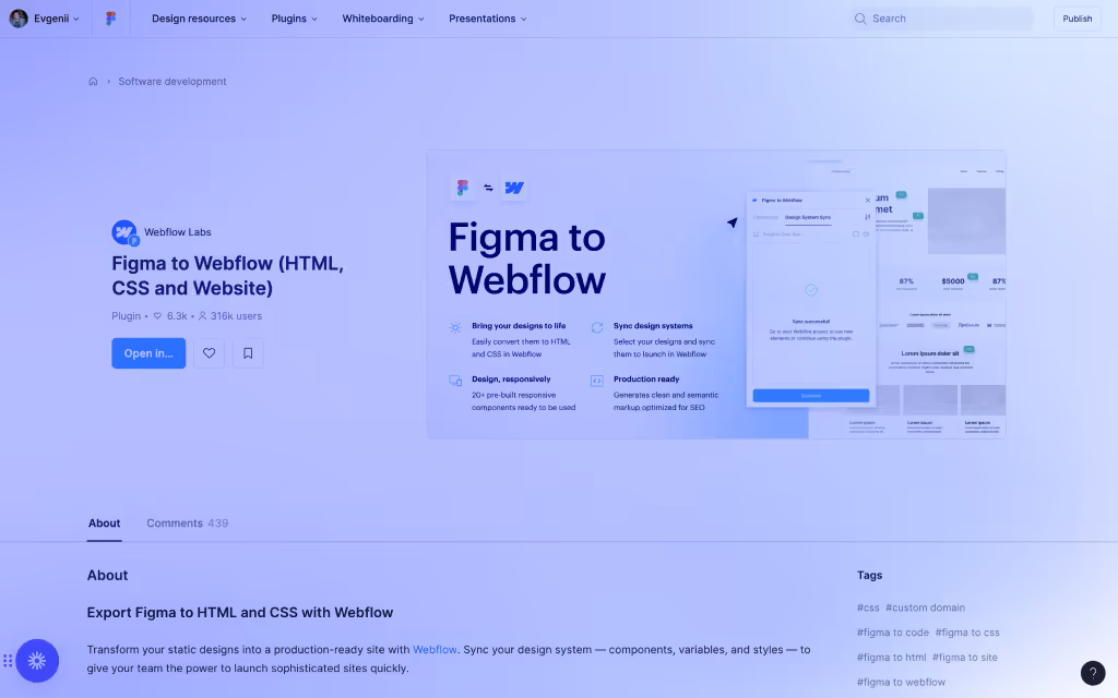 Figma s Webflow — Figma to Webflow Plugin
