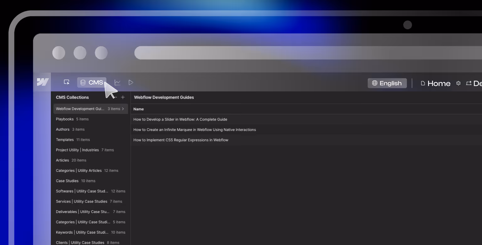 Semplice vs Webflow: Webflow's CMS