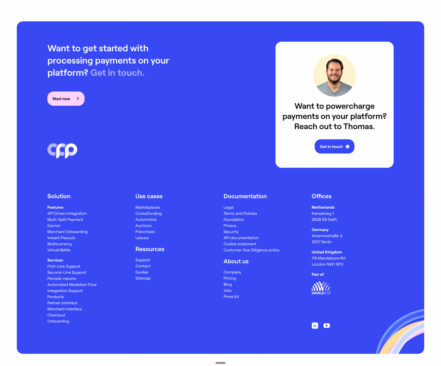 Website footer example #18: Online Payment Platform