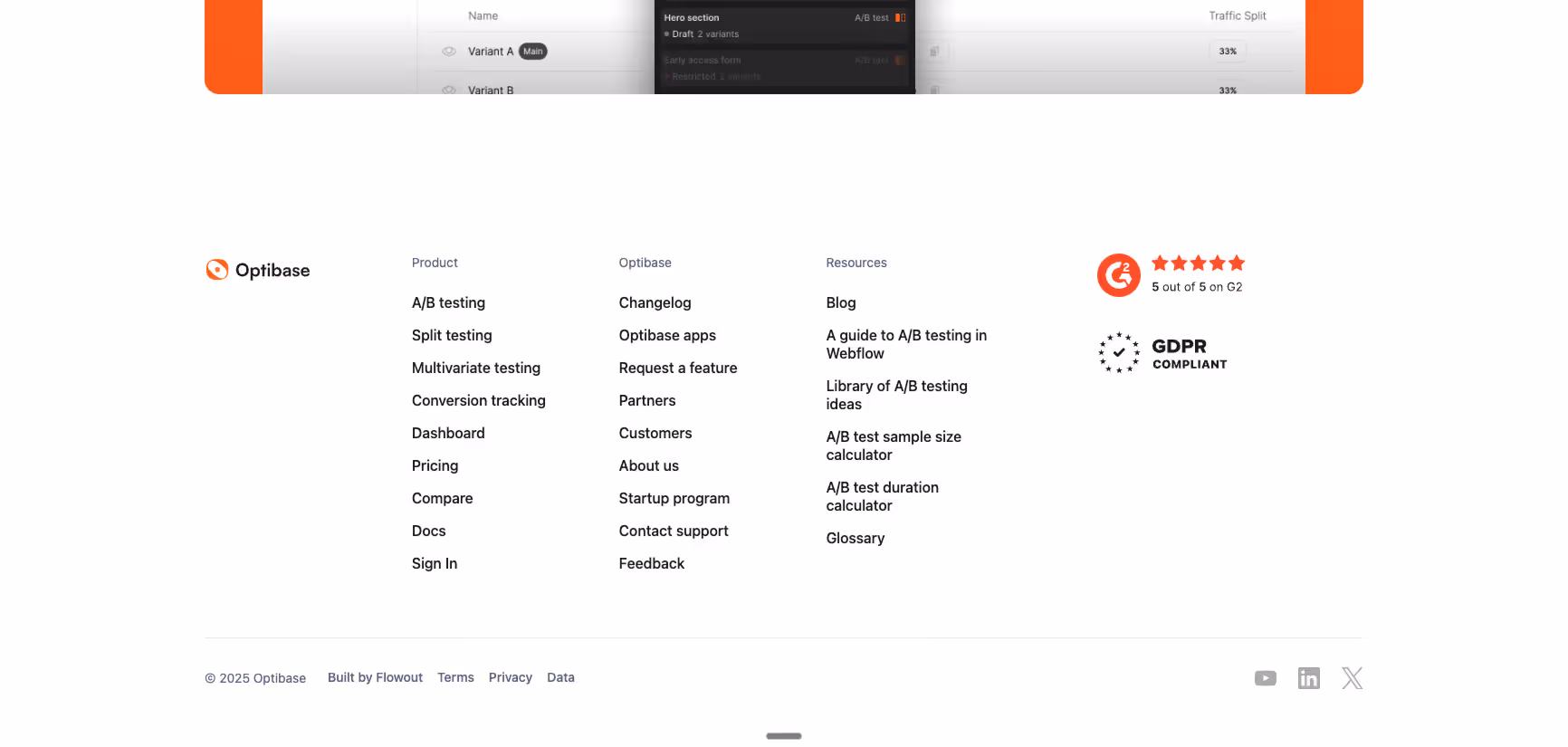 Website footer example #19: Optibase