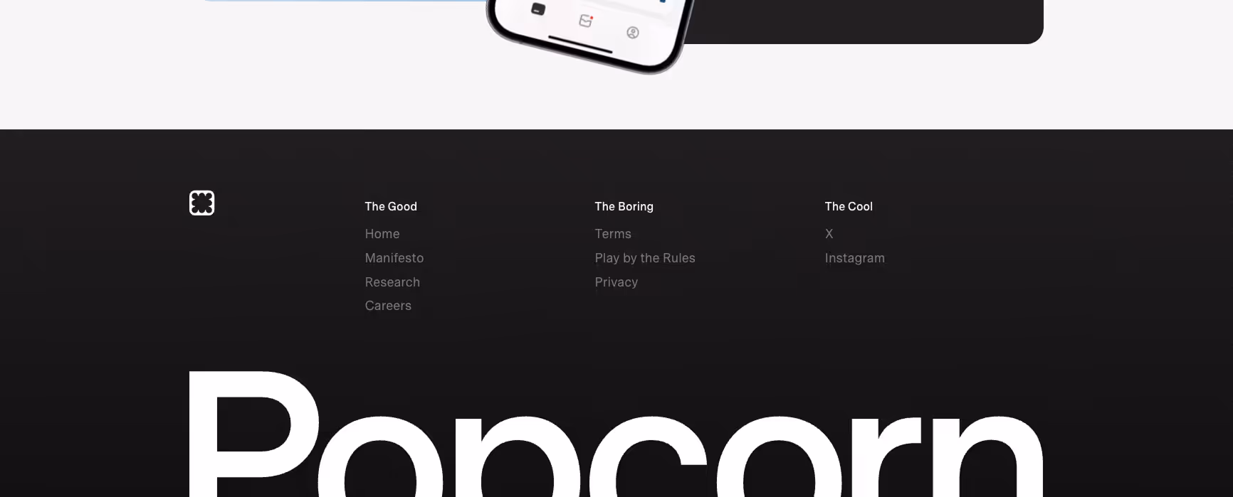 Website footer example #14: Popcorn