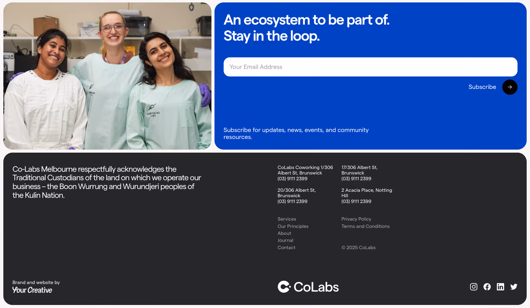 Website footer example #22: CoLabs