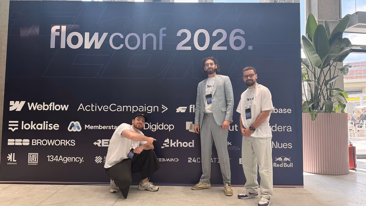 Part of the Khod team at flowConf 2026 in Belgrade.