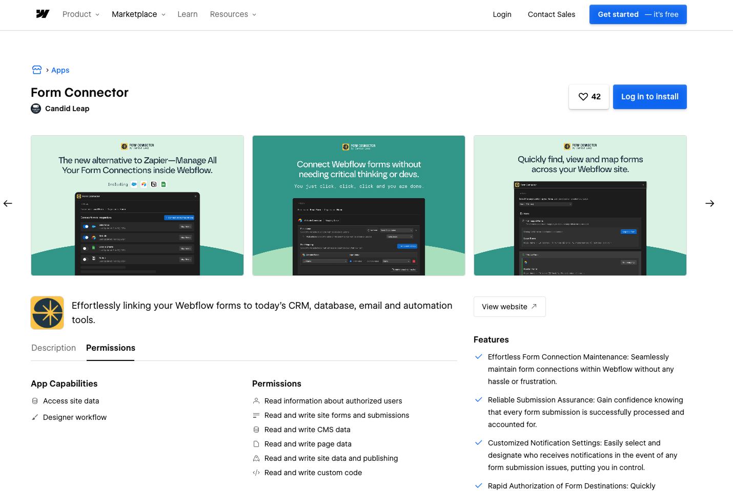 Form Connector Webflow App