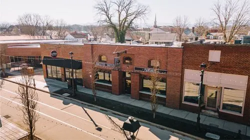 Aerial view of Buffalo Breakfast Company in downtown Sevierville, TN