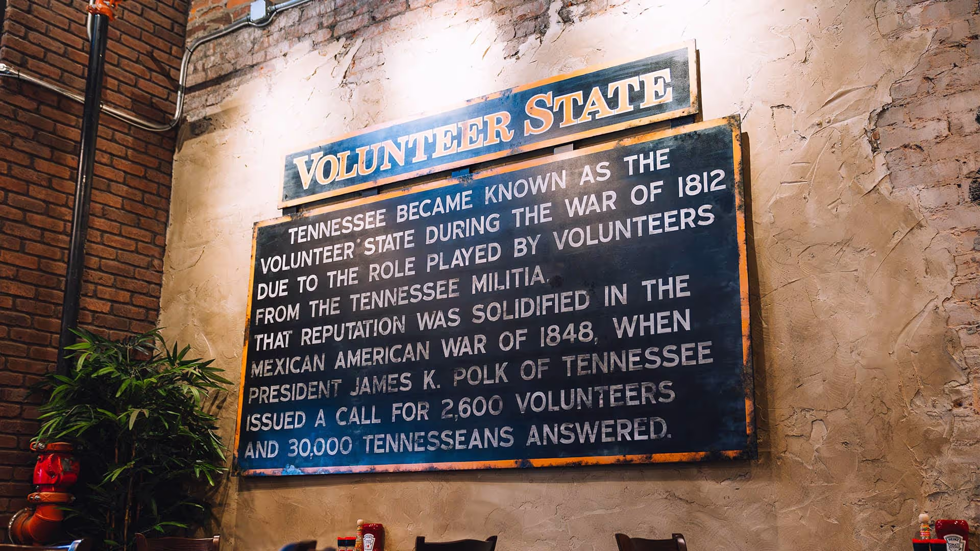 Interior signage with information about the Volunteer state