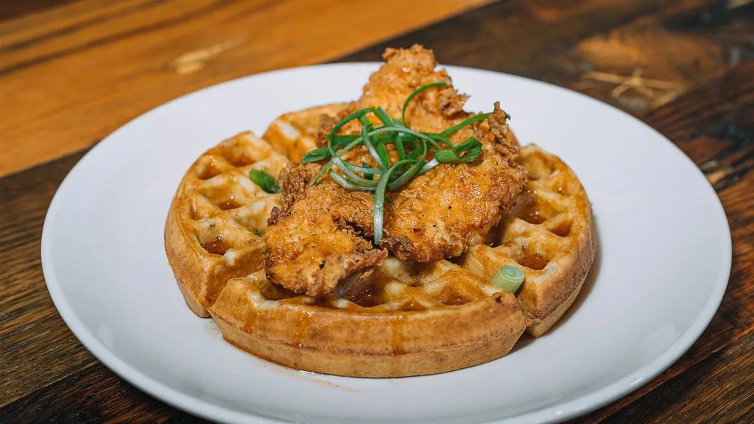 Chicken and waffles by Buffalo Breakfast Company