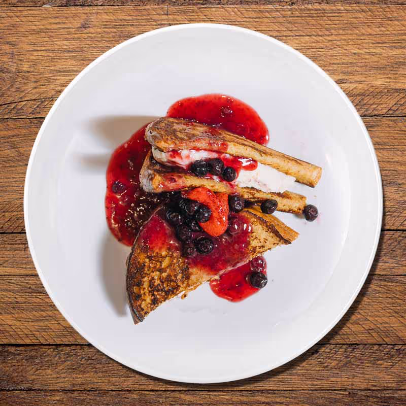 Stuffed french toast on a plate by Buffalo Breakfast Company