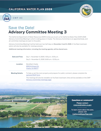Save the date flyer for Advisory Committee  Meeting #3