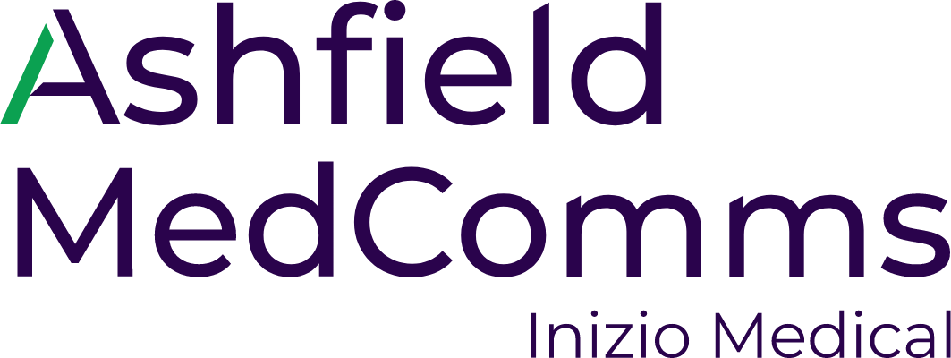 Ashfield MedComms Inizio Medical logo with stylized A featuring a green diagonal bar.