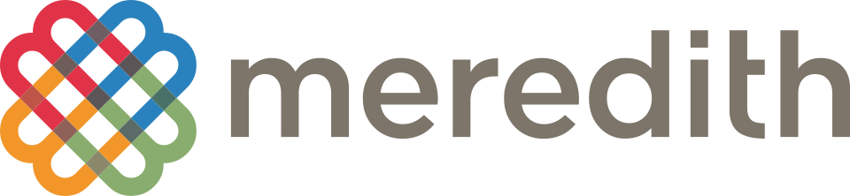 Meredith Corporation logo with colorful interlocking ribbon design to the left of the word 'meredith'.