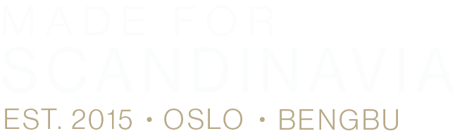 Text reading Made for Scandinavia in black capital letters on white background.