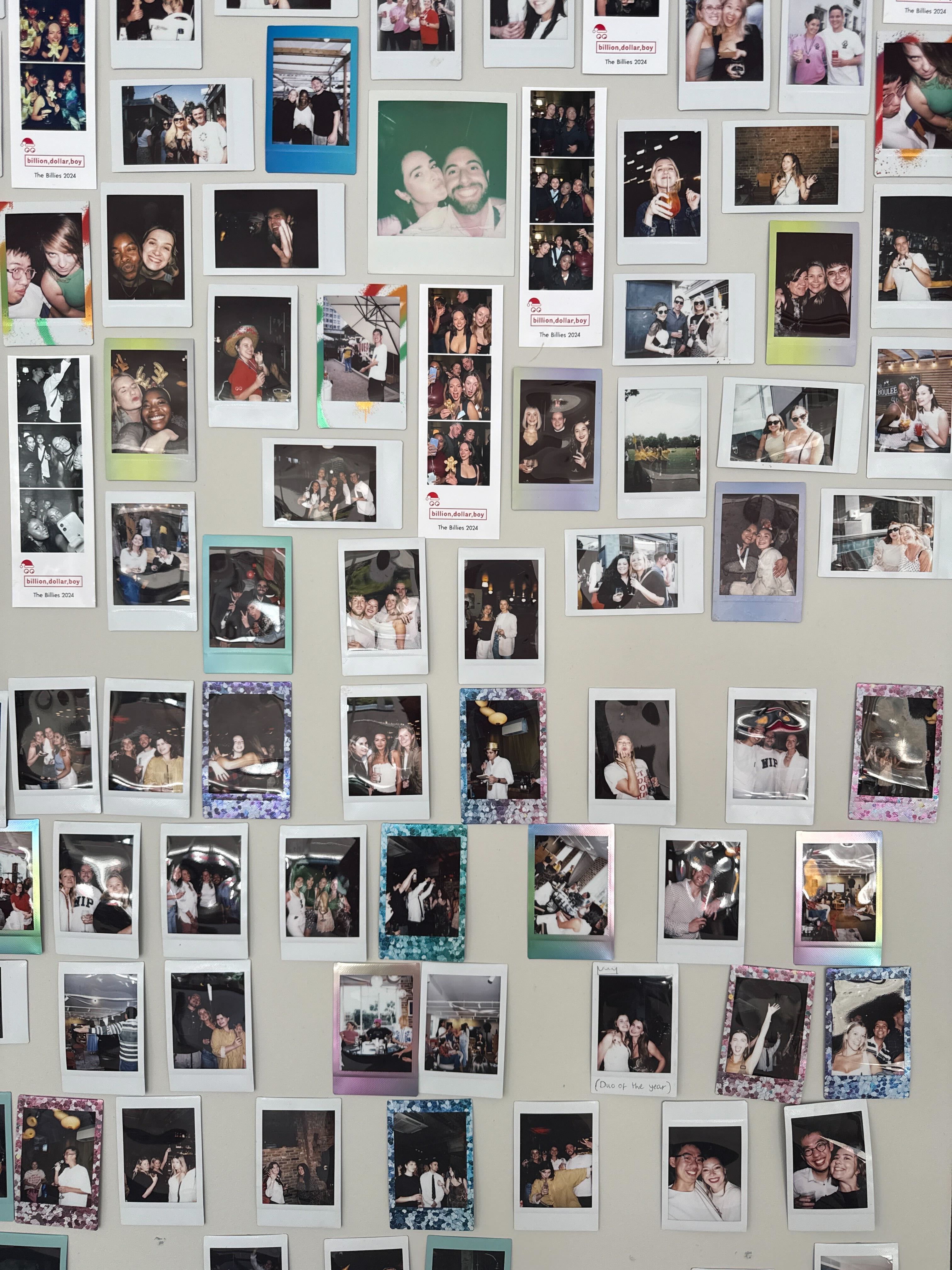 Pinboard of Polaroid pictures