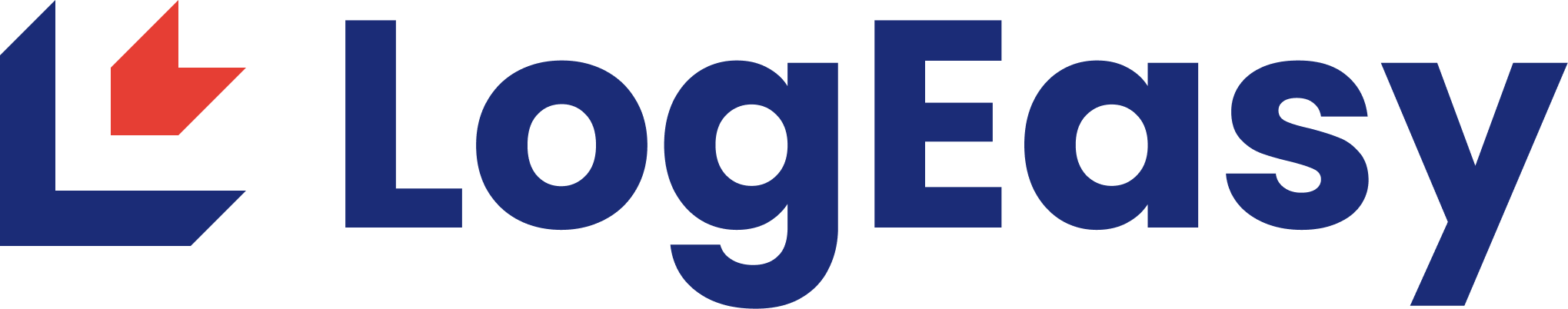 Abstract geometric design with a large blue L-shape in the bottom left corner and a red arrow-like shape pointing to the right, set against a light gray background.