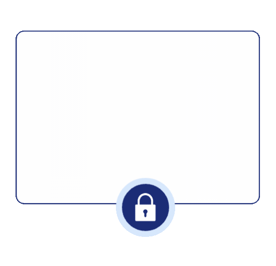 Animation of a white rectangular card with rounded corners and a blue padlock icon cycling through locked, unlocked, and locked states on a green background.