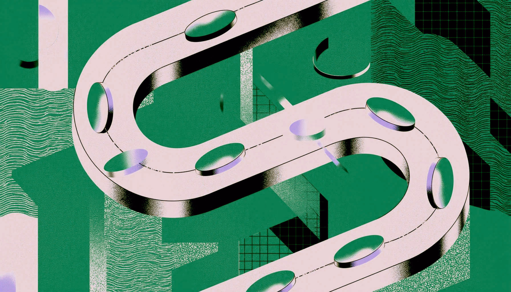 Illustration of a winding track with oval markers, representing the milestones and requirements for QSBS eligibility