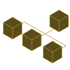 Isometric illustration of three blue rectangular bars of varying lengths on a black background.