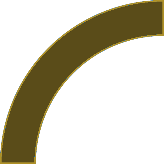 Dark blue quarter circle arc with a thin bright blue outline on a transparent background.