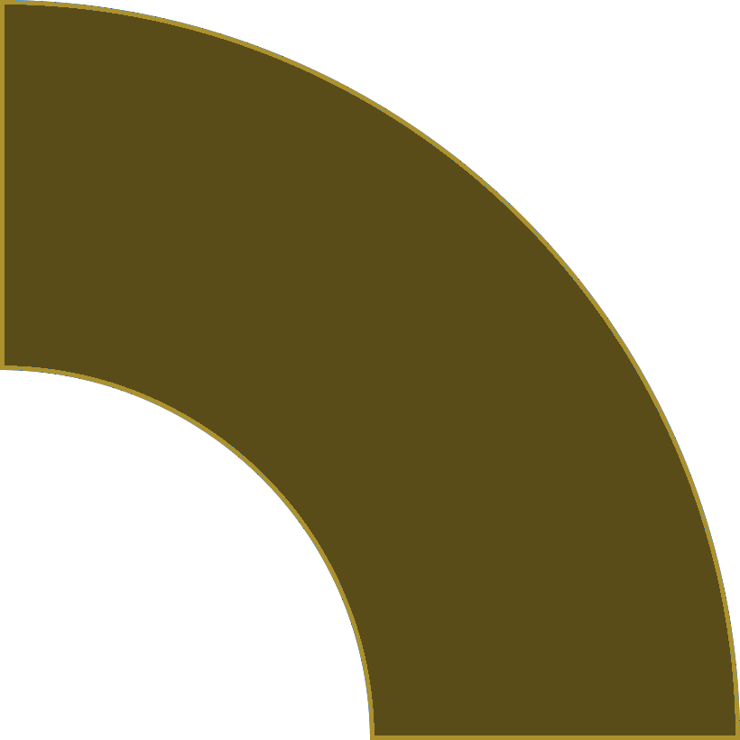 Dark blue quarter circle ring with a lighter blue outline on a transparent background.