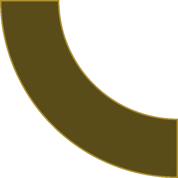 Dark blue quarter circle shape bordered by a lighter blue line on a white background.