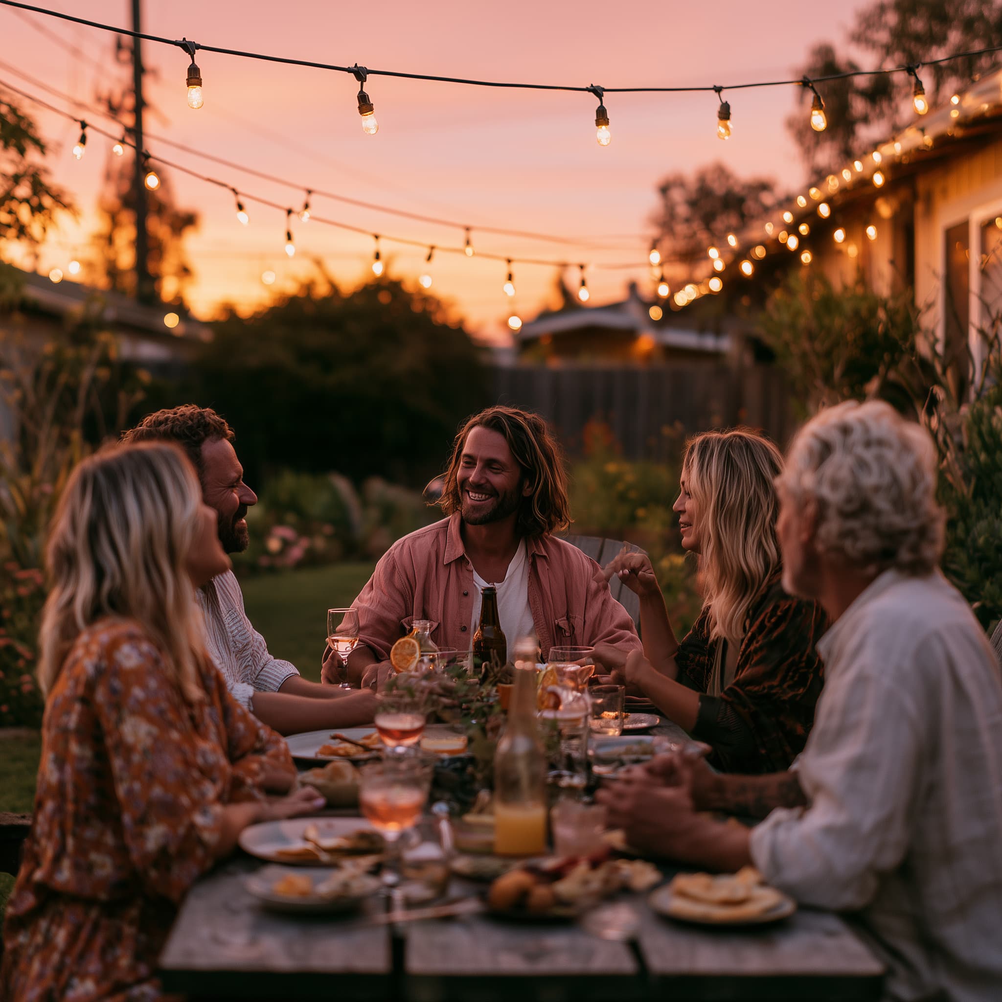 Relaxed social gathering with friends enjoying a good time together