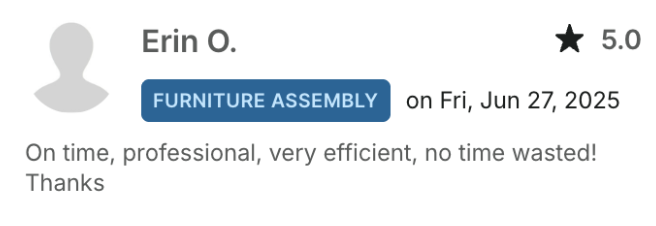 eview from Erin O. On time professional very efficient no time wasted!