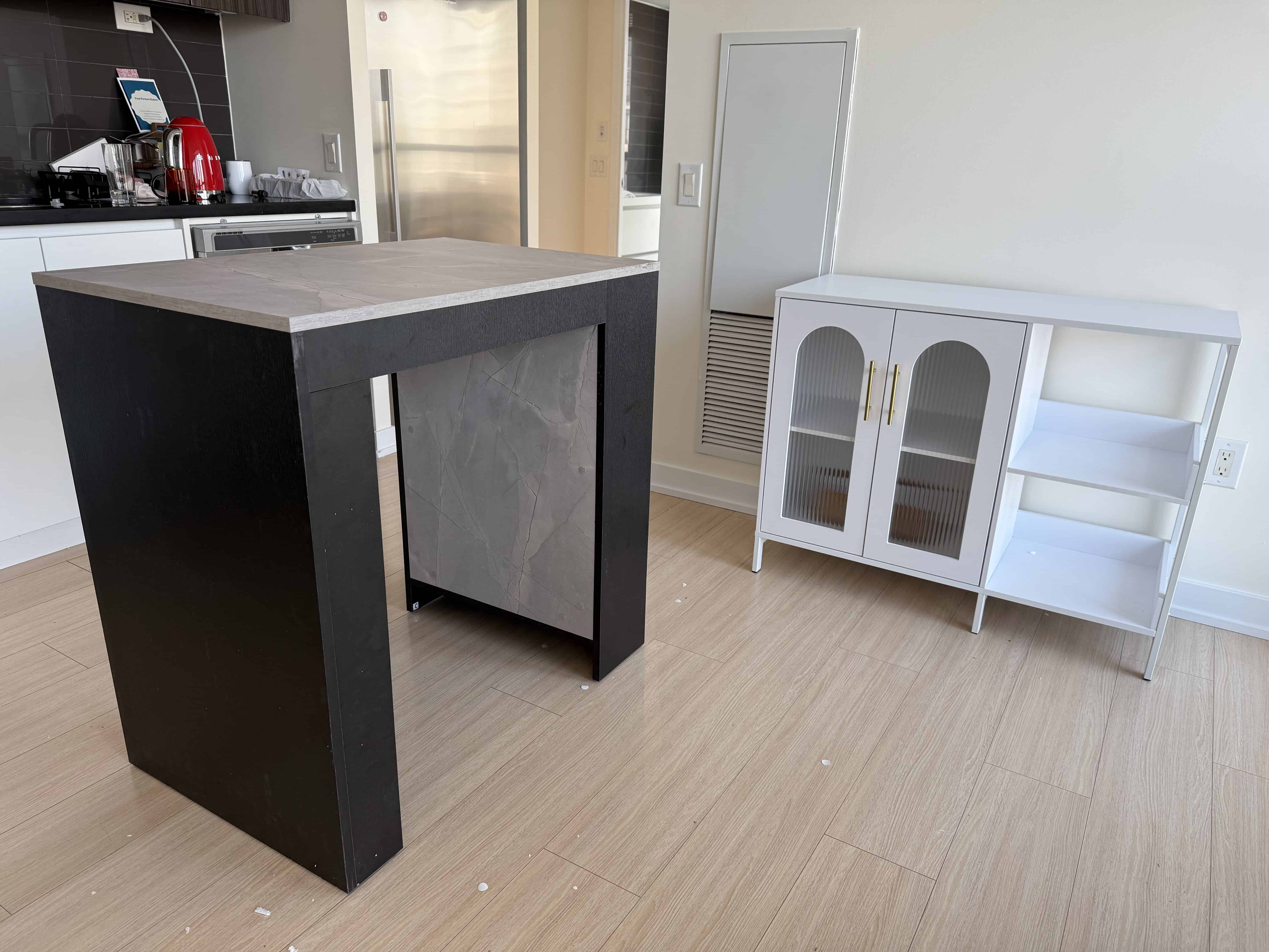 Kitchen island and bar table assembly